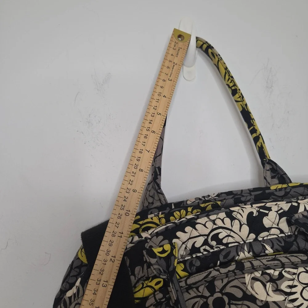 Vera Bradley Provencal Quilted Cotton Laptop Messenger Bag Yellow Grey Floral